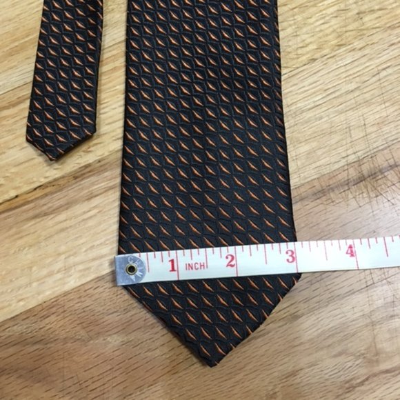 Hand Made, 100% Thai silk, Black/Orange, Men’s Tie - Picture 8 of 12